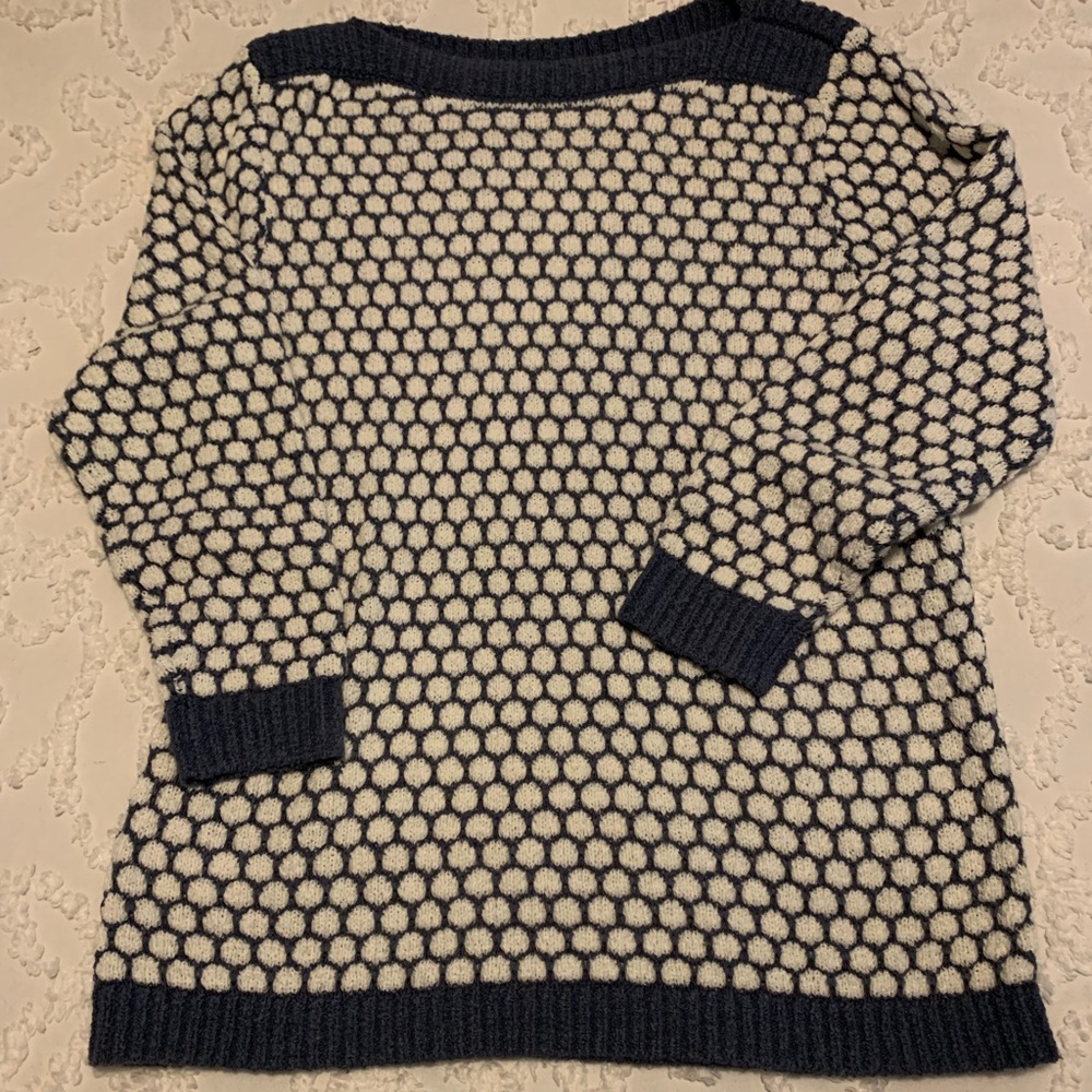Blue and white boatneck sweater